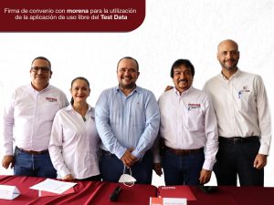 FIRMA INFOCOL Y MORENA CONVENIO PARA EL USO LIBRE DE TEST DATA