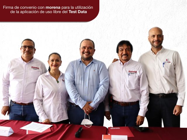 FIRMA INFOCOL Y MORENA CONVENIO PARA EL USO LIBRE DE TEST DATA