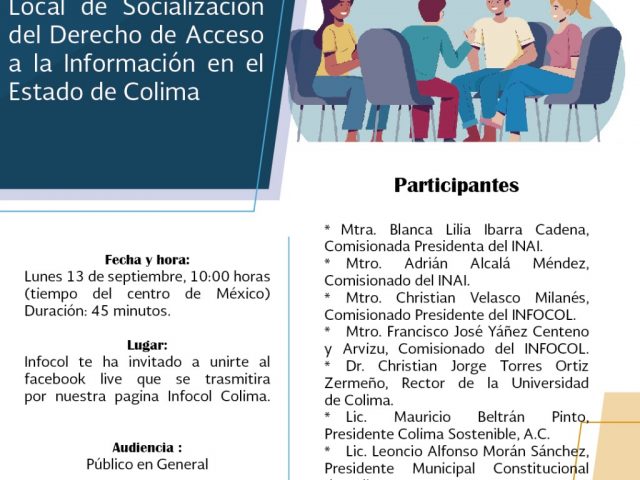 SE INSTALA EN COLIMA LA RED LOCAL DE SOCIALIZACIÓN (RLS) DEL PLAN NACIONAL DE SOCIALIZACIÓN DEL DERECHO DE ACCESO A LA INFORMACIÓN (PLANDAI) 2021-2022